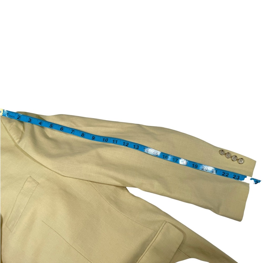 IZOD 46R Yellow Blazer Linen Blend Two Button Sport Coat Preppy Coastal Minimal - Picture 7 of 10